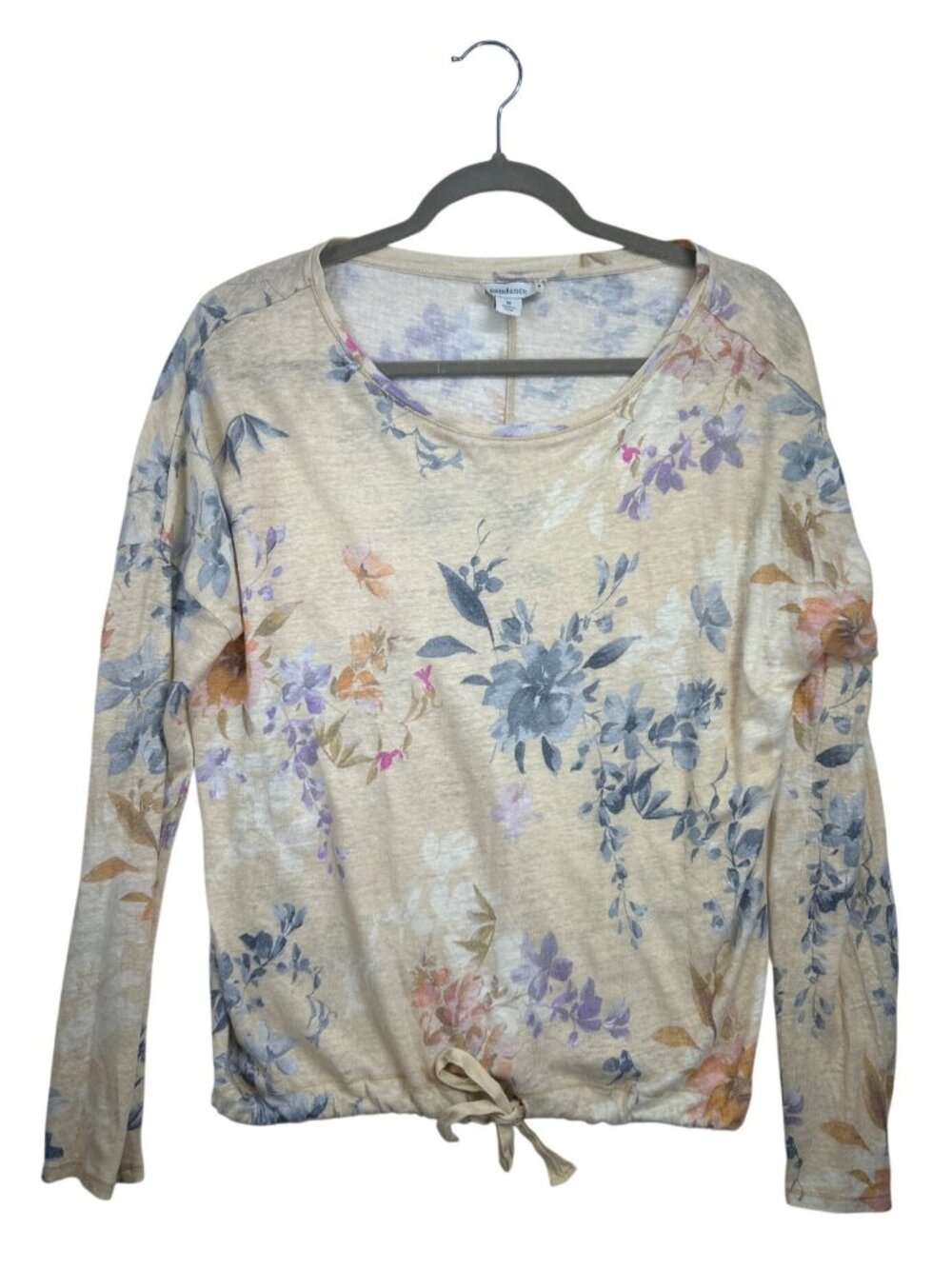 Sundance Women's M Linen Garden Dance Top Shirt Long Sleeve Tie-Hem Multicolor
